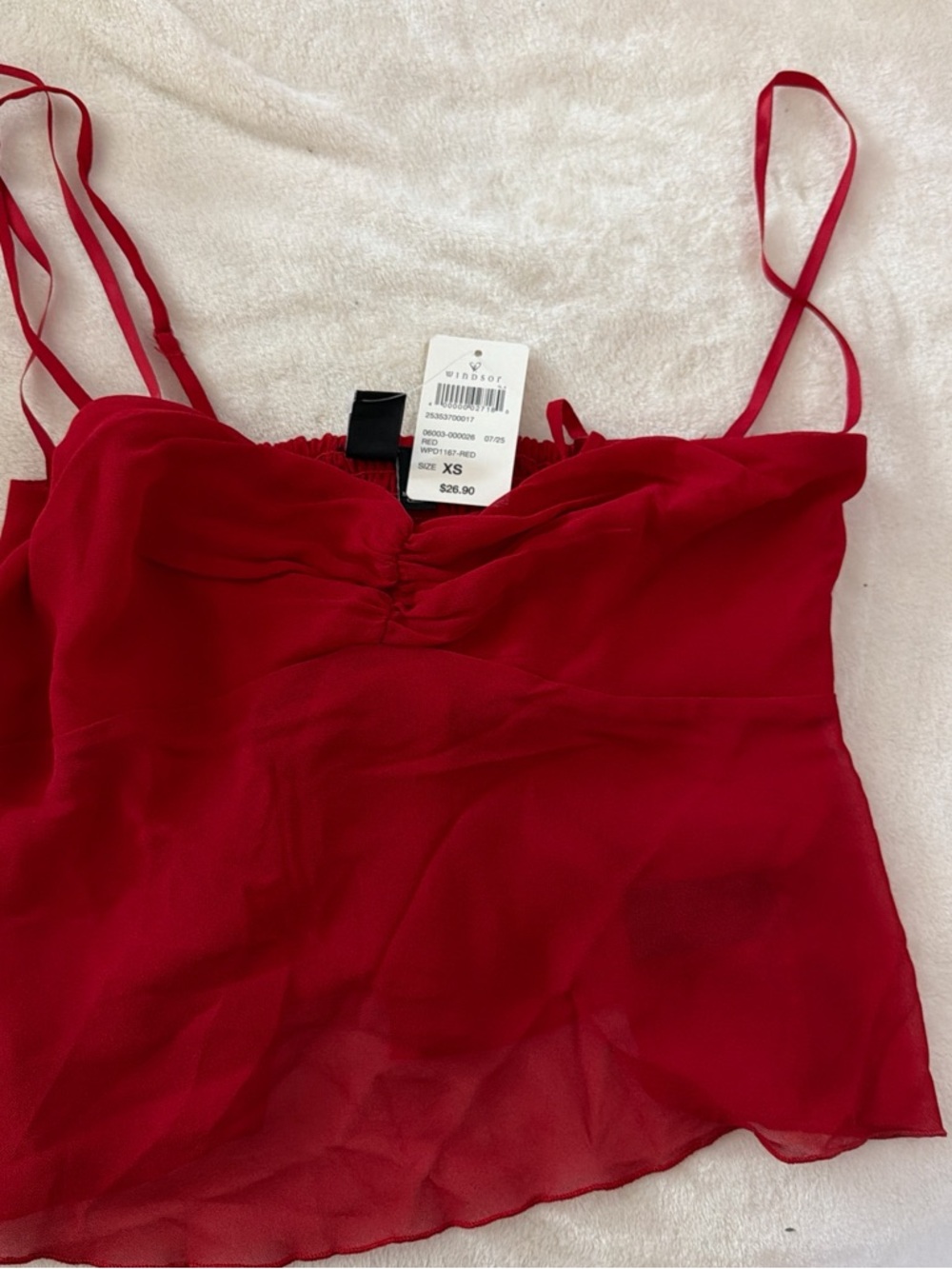 Windsor Red Spaghetti-Strap Crop Top